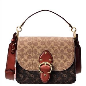 Coach Beat Signature C Horse and Carriage Brown Canvas & Leather Shoulder  Bag
